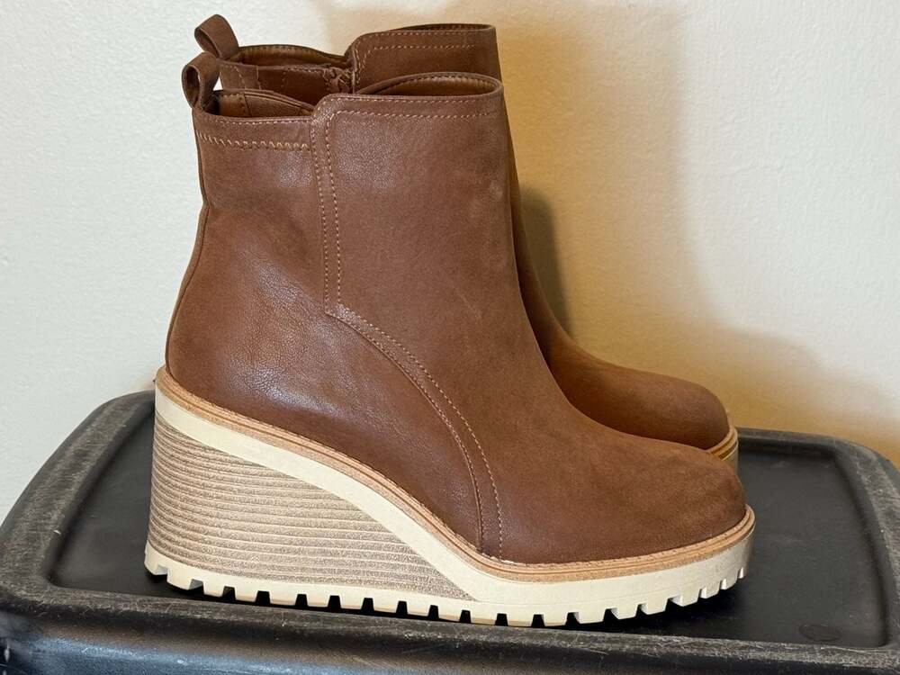 Torrid Cognac Wedge Bootie Wide Width size 9.5 Womens